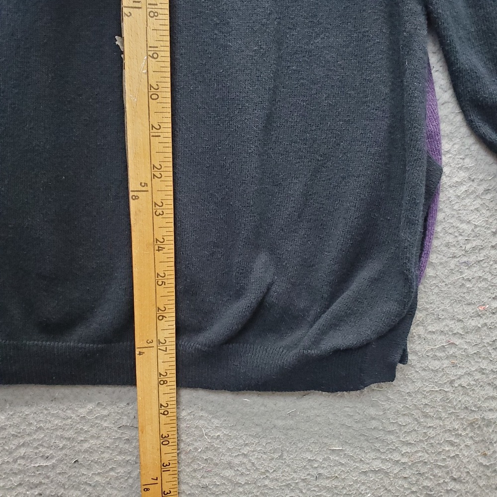 Lisa Todd Sweater Womens Medium Multi Two Tone Long Sleeve Side‎ Slit Rib V-Neck - Picture 4 of 6